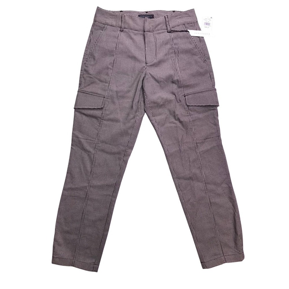 Sanctuary Cargo Pants Women Size 27 Brown Houndstooth Plaid Ankle Trousers